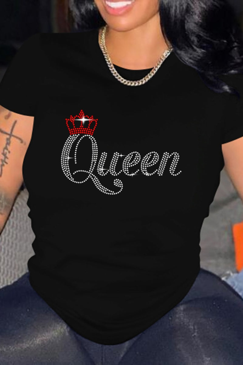 Short Sleeves Studded Queen T-Shirt