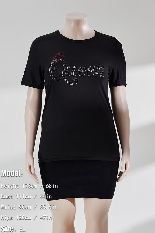 Short Sleeves Studded Queen T-Shirt