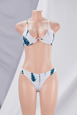 Graphic Padded Underwire Adjustable Straps Three-Piece Bikini Swimsuit Set Blue Pic 2