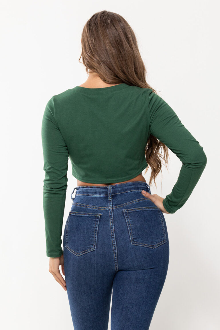 LONG SLEEVES QUEEN CROPPED T SHIRT GRN Pic 3