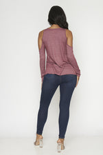 RED LONG SLEEVE TOP OPEN SHOULDERS Pic 3