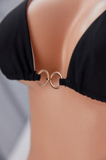 Two Piece Gold-Rings Halter Swimsuit Pic 5
