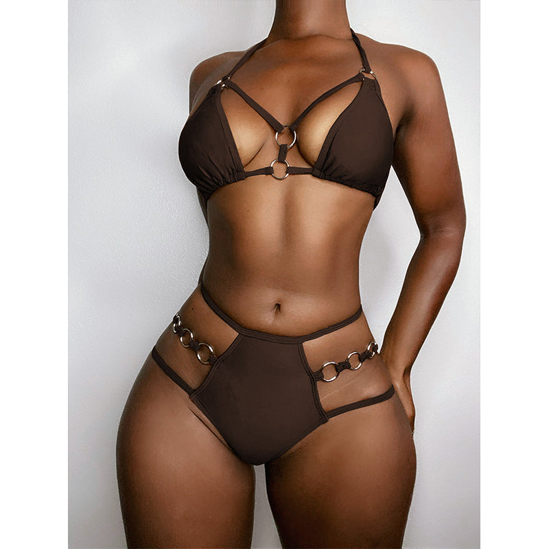 Halter Cut-Out Ring Bikini Set