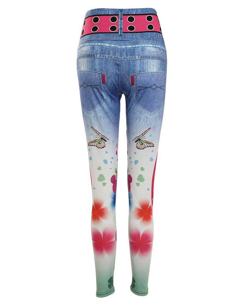 High Waist Graphic Print Slim Fit Leggings