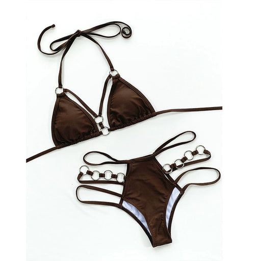 Halter Cut-Out Ring Bikini Set