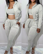 Three-Piece Jacket & Pants Set with Cami Top