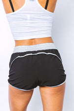 Black Silver Contrast Sports Shorts