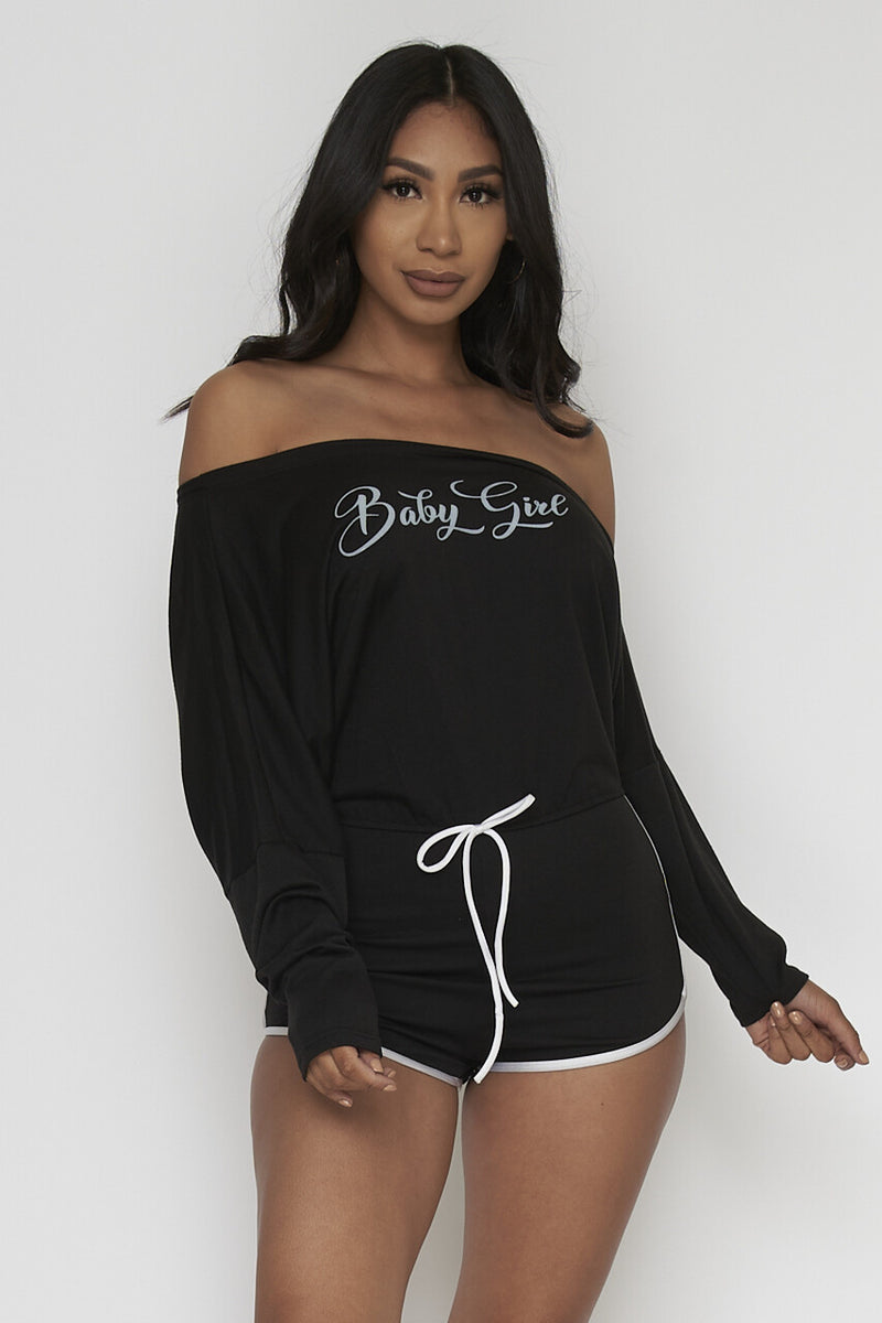 BLK-WHITE 34 SLEEVE ROMPER BABY GIRL Pic 1