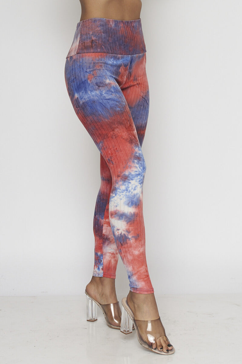 CORAL-BLUE TIE DYE YOGA PANTS Pic 2