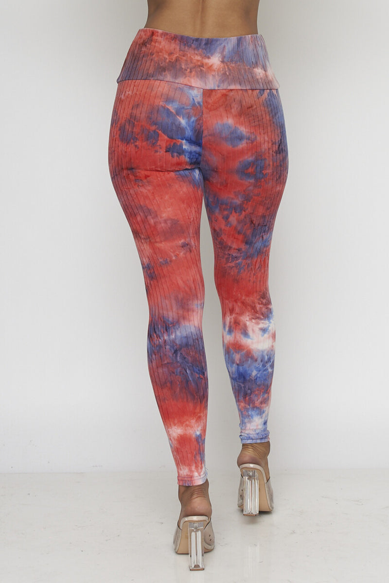 CORAL-BLUE TIE DYE YOGA PANTS Pic 3