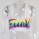 Graphic Script Print Crop Top Vest