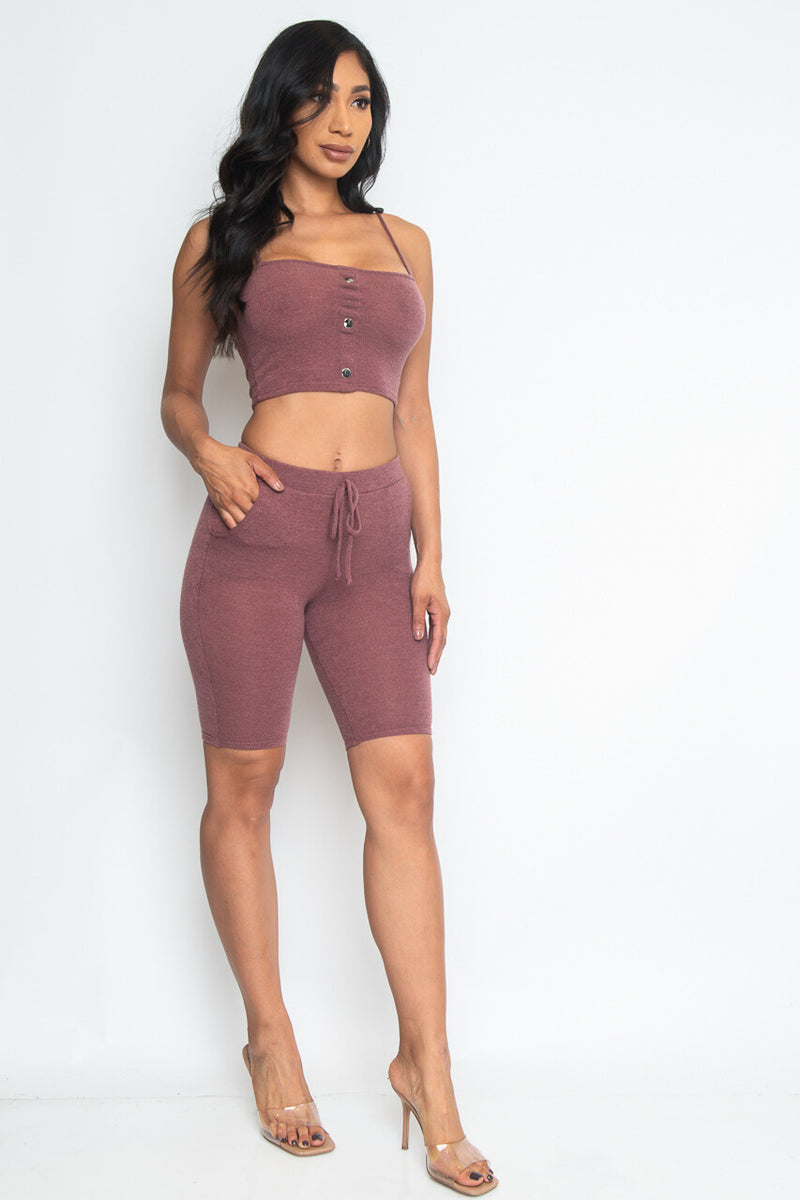 MAUVE 2 PIECE BERMUDA SET WPOCKETS Pic 2