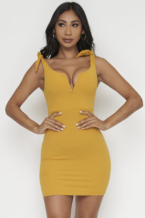 MUSTARD SLEEVELESS MINI DRESS Pic 1