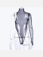 Sheer One Shoulder Turtle Neck Bodysuit