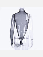 Sheer One Shoulder Turtle Neck Bodysuit