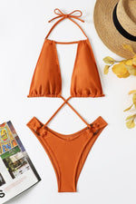 Padded Halter Open-Link One-Piece Bikini Pic 3