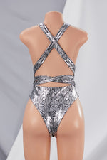 Platium Snakeskin Print Padded One-Piece Bikini Pic 6
