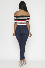 RED SHORT SLEEVE OFF SHOULDERS TOP Pic 3