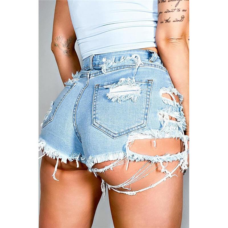 Ripped Denim Shorts