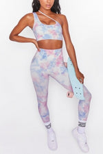 Tye-Dye Asymethrical Padded Vest Tights Yoga Sets (1)