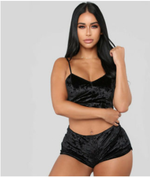 Velvet Sexy Velvet V-neck Underwear Set Sexy Lingerie Black